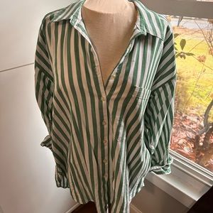 Stripe green and white long sleeve shirt size L